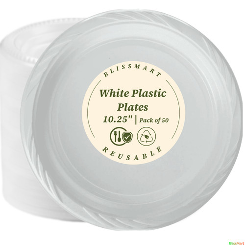 100 white plastic - plastic, 9"