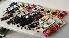 COLLECTION OF SCALEXTRIC 1/32 LE MANS TYPE SLOT CAR BODIES CHASSIS ETC