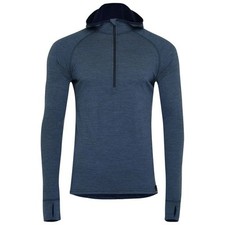 ISOBAA Mens Merino 200 Zip Neck Hoodie (Denim)  Size M - RRP £120
