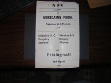 BR 1950s/60s carriage/compartment window sticker - Morecambe - Frizinghall 1959?