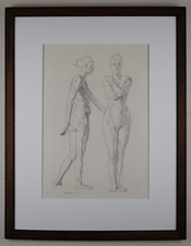Double Nude Study. Original drawing by listed artist John Copley RBA, c1920