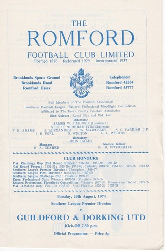 1974 romford guildford - romford, &