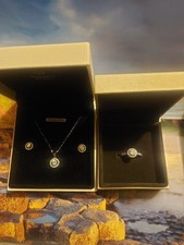 9ct White Gold Halo Ring plus FREE S/Silver Pendant & Earring Set🎀2.41g🎀Size N