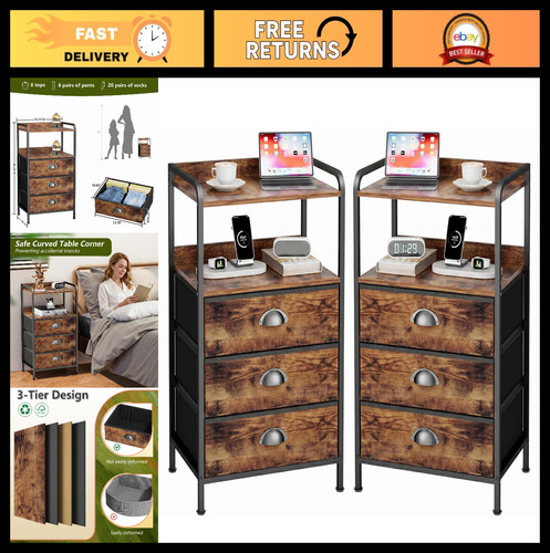 Nightstand set with fabric - set,