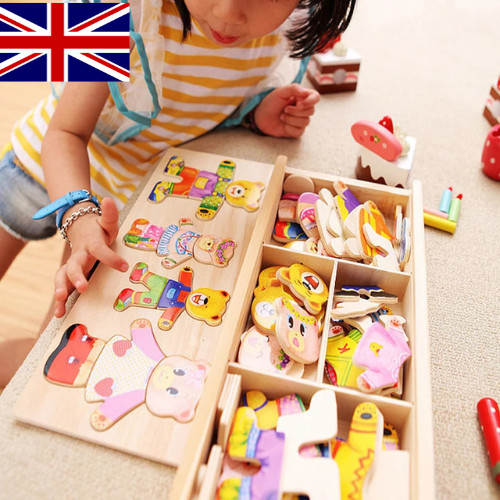 Wooden bear dress puzzle - dress, up