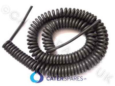 BLACK CURLY MAINS RATED FLEX CABLE LEAD 13 AMP 4 METERS 3 CORE 1.5MM HEAVY DUTY 