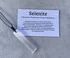 SELENITE PENDANT NECKLACE GODDESS HEALING CRYSTAL AMULET + CARD + GIFT BAG