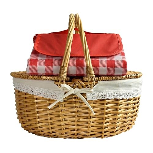 Wicker picnic basket with - wicker,