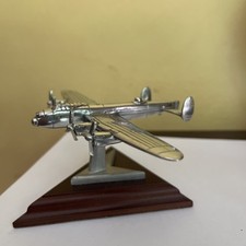 Fine Pewter Lancaster Model By English Miniatures On Wood Plinth 9.5cm Length