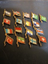 Vintage Tin Pin Badges. Flags.
