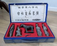 Vintage Chinese 5 piece Terracotta Warriors & Horse Qin Dynasty In Original Box