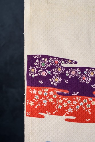 Silk kimono fabric panel - kimono,