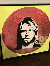 Kurt Cobain Nirvana Portrait Painting On A Vinyl Record Pop Art Spray Paint