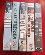 5 Michael Caine Films VHS Zulu Eagle Has Landed Italian Job Video Bundle TESTED