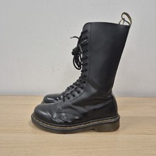 Dr Martens 1914 Black Smooth Leather Mid Calf 14 Holes Boots Size Uk 5 Eu 38 