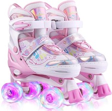 Hikole Roller Skates for Kids Children, Adjustable Light Up Roller Skates S/M