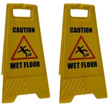 2 x CAUTION WET FLOOR AND