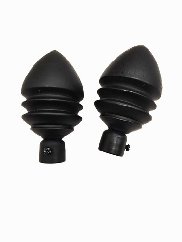 Black curtain pole finials - black,