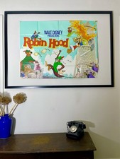 WALT DISNEY 1970s ROBIN HOOD Vintage Movie Film Poster UK Quad 30x40