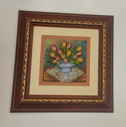 Vintage tulip painted resin - tulip,
