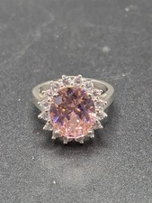 Sterling Silver Pink Topaz Cluster Ring Size L.5 5.3g
