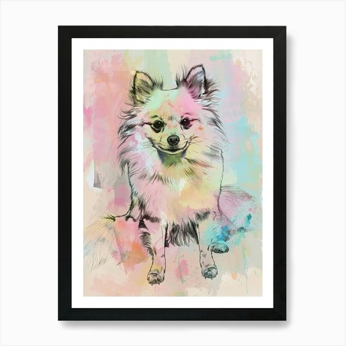 Pomeranian dog pastel line - pastel,