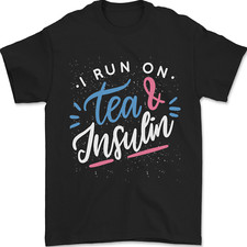I Run on Tea and Insulin Funny Diabetes Mens T-Shirt 100% Cotton