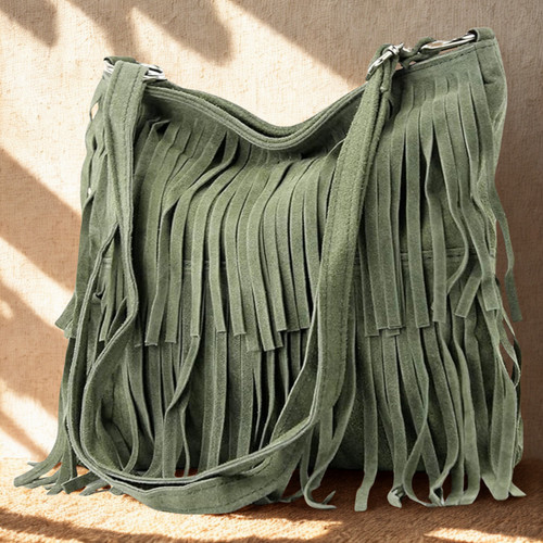 Suede fringe bag real - bag,,