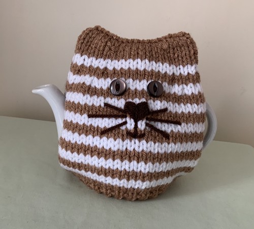 New hand knitted brown white - hand, brown/white