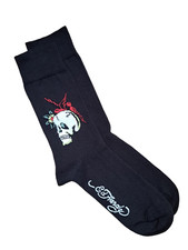 ED HARDY | Mens Black Floral Skull Tattoo Crew Socks | One Size UK 6-11 EU 39-46