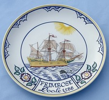 Poole Pottery Hand Painted Plate - Primrose Ship 1588 by Carolyn Davies 1979