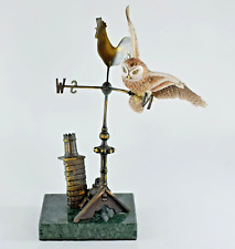 RARE DAVID FRYER LITTLE OWL ON A WEATHER VANE SCULPTURE FIGURE 23cm