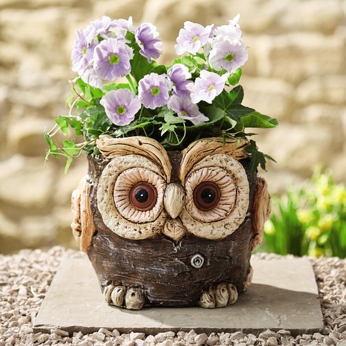 Owl shaped planter wood - shaped, effect