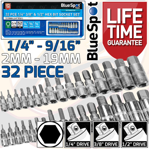 Hex bit socket set - set, 3/8"