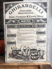 Vintage Restaurant Menu Ghirardelli Chocolate Fountain Candy Shop San Francisco