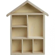 House Shaped Shelving System 7 Compartment Wooden Display Shelves Craft To Paint