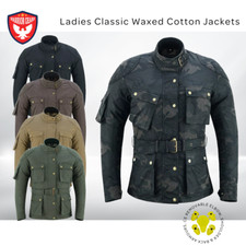 WARRIOR LADIES Motorcycle Jacket Waxed Cotton CE Armour Breathable Biker Classic