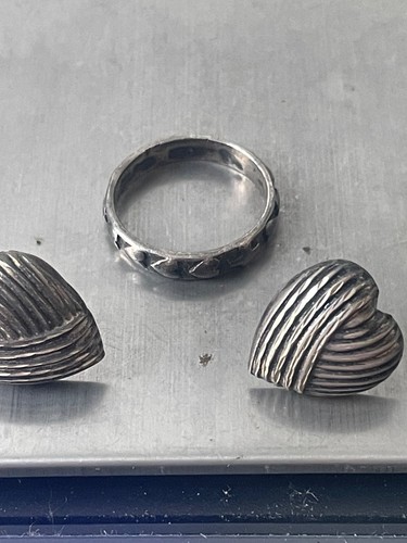 Vintage silver heart - , earrings