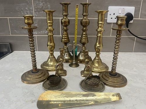 Victorian brass candlesticks - victorian,