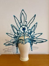 Blue Sequined showgirl headdress