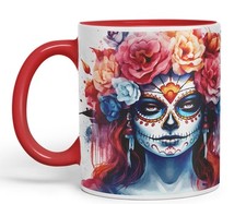 Sugar Skull and Roses Ceramic Coloured Mug Cup for Tea Coffee Hot Brew 330ml sk1