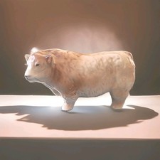 EARLY VINTAGE LARGE SIZE BUTCHER'S SHOP DISPLAY CERAMIC HEREFORD BULL