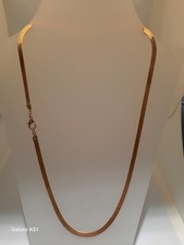 Gold Plated Flat Snake Shape Chain Necklace - Length 45 cm