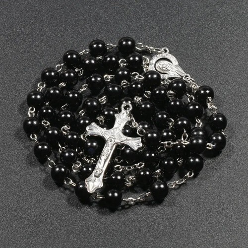 White rosary beads with - rosary,