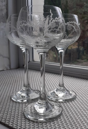 Vintage set etched hock - set, 3