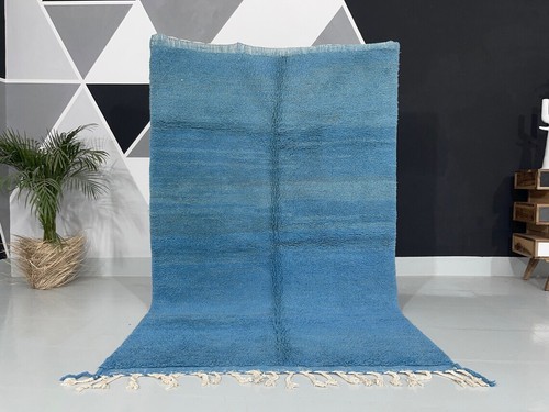 Blue moroccan rug - blue, handmade