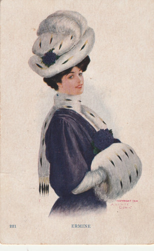 Vintage postcard ermine - vintage,