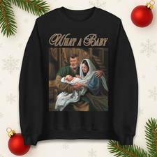 Roy Keane What A Baby Christmas Jumper, Funny Football Fan Ugly Xmas Sweatshirt