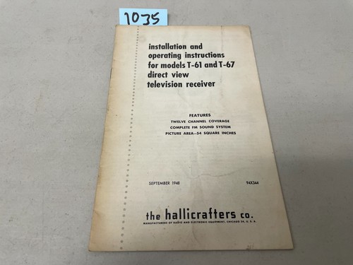 Hallicrafters 67 tv - hallicrafters, t-61/t-67