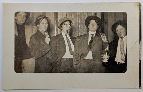 Antique rppc women cross - rppc,